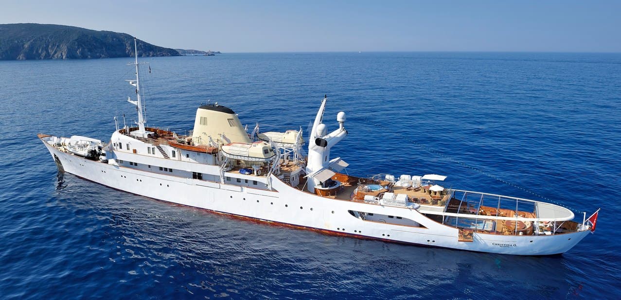 Christina O yacht underway in the Mediterranean